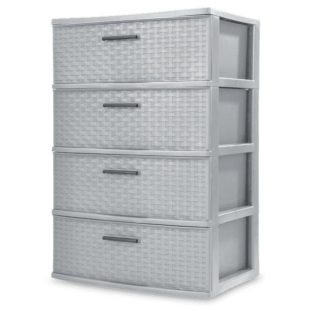 Sterilite 4 Drawer Wide Weave Tower Cement - Walmart.com ...