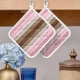 thumbnail image 2 of Pink Wood Grain Pot Holders for Kitchen Heatproof Potholder, 3 Pack Brown Vintage Mottled Country Stripes Hot Pads Multipurpose Oven Pads Cloth Potholders Trivet for Cooking Baking, 2 of 8