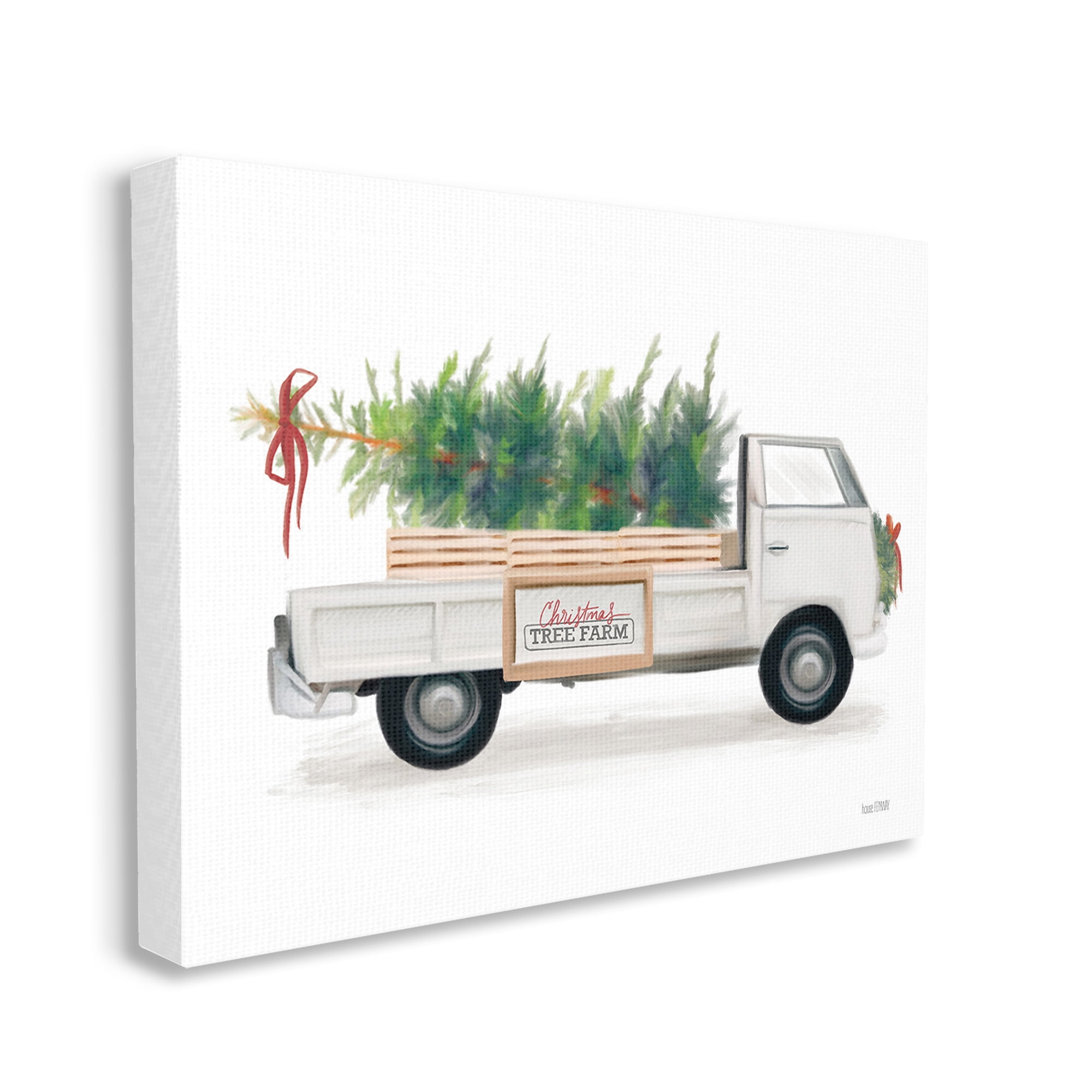 Stupell Industries Christmas Tree Farm Truck Holiday Painting Gallery Wrapped Canvas Art Print Wall Art, 30 x 24