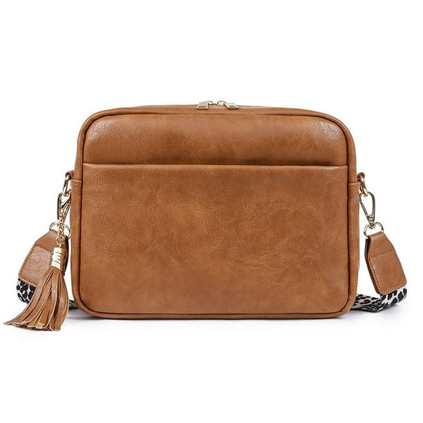 Bolsos Bandolera para Mujer Bolsos de Hombro de Cuero de PU Bolsos Mensajeros multibolsillos con Borla para Mujer Bolso Bandolera con múltiples Bolsillos Bolso de Viaje para Mujer