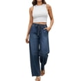 thumbnail image 5 of Bosfbaoi Jeans for Women Drawstring Elastic Waist Wide Leg Womens Jeans Casual Loose Fit Denim Pants with Pockets, 5 of 9