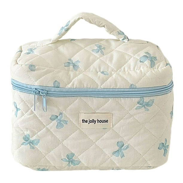 Bolsa Lindo Lazo Maquillaje Algodón Acolchado Cosmético Neceser para Mujer (S) Rosa