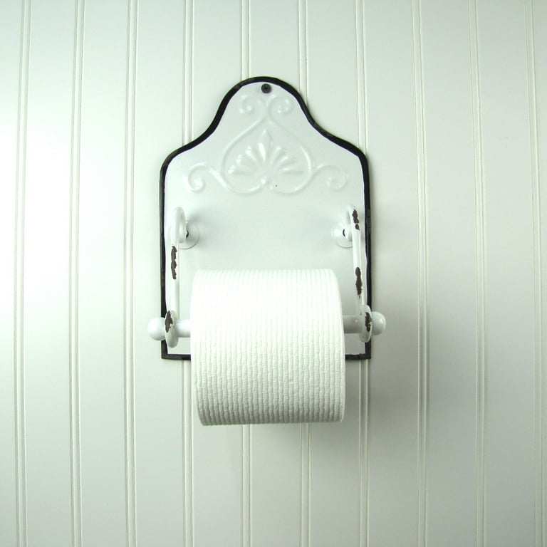 White Enamel Toilet Paper Holder Rustic Wall Mount Hand Towel Bar Bathroom Decor White Enamel Toilet Paper Holder Rustic Wall Mount Hand Towel Bar Bathroom Decor