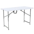 thumbnail image 1 of 4-Foot Height Adjustable Bi-Fold Granite White Plastic Folding Table, 1 of 6