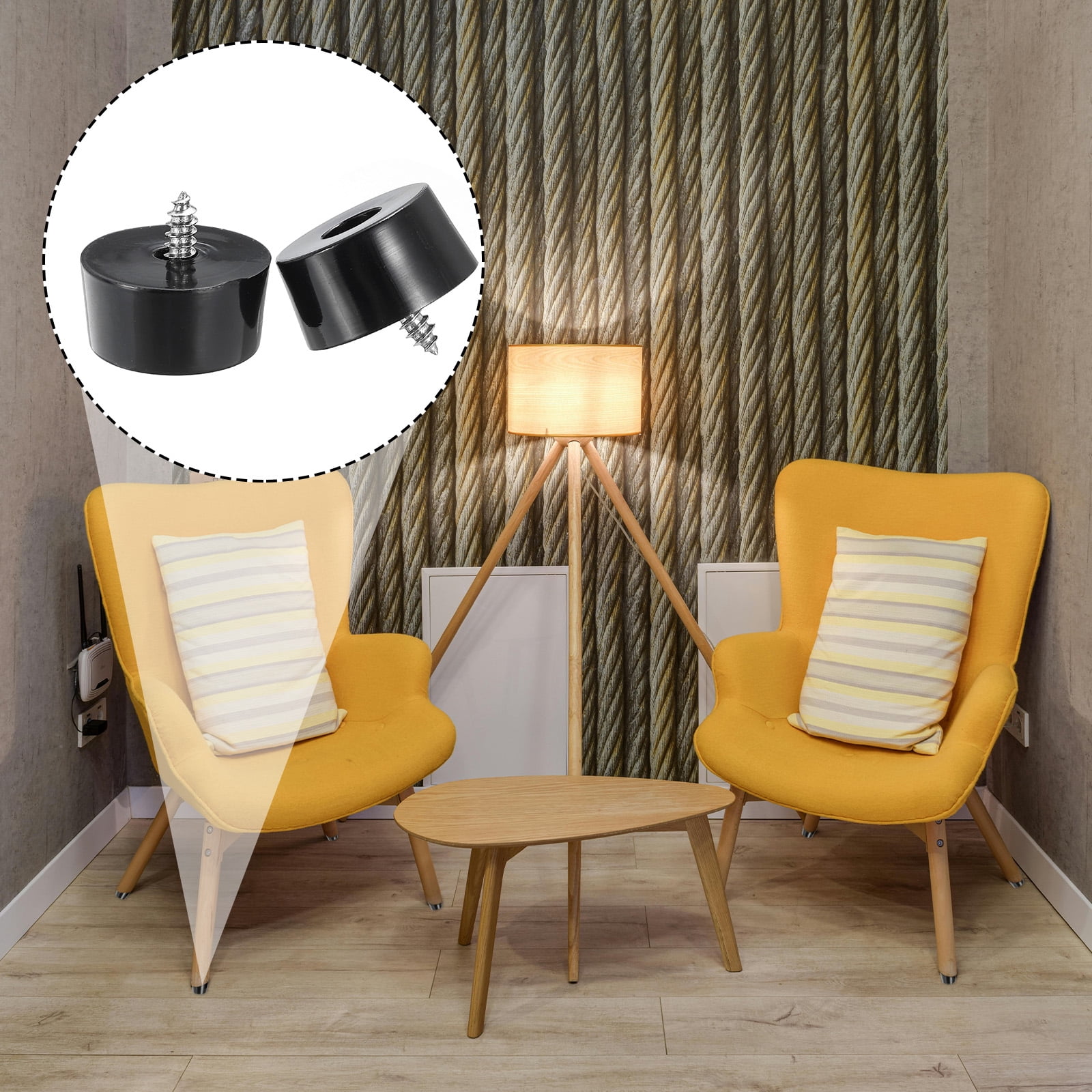 Unique Bargains Cutting Board Feet Round Rubber Bumpers Non Slip Pads with Screws 0.2"x0.55" 4Pcs