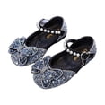 thumbnail image 7 of hoksml Girls Sparkly Rhinestone Bow Mary Jane Flats with Pearl Ankle Strap, Glitter Princess Dress Shoes for Wedding Party and Pageant Occasions, 7 of 7