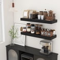 thumbnail image 2 of Deep Floating Shelves | 36 Inch Black Set Of 2 12 Rustic Wood For Wall 36" W X 12" D Living Room Bathroom Laundry Kitchen, 2 of 7