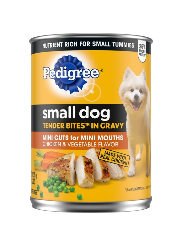 Pedigree Tender Bites In Gravy, Chicken & Vegetable Wet Dog Food For Small Adult Dogs, 13.2 Oz Can