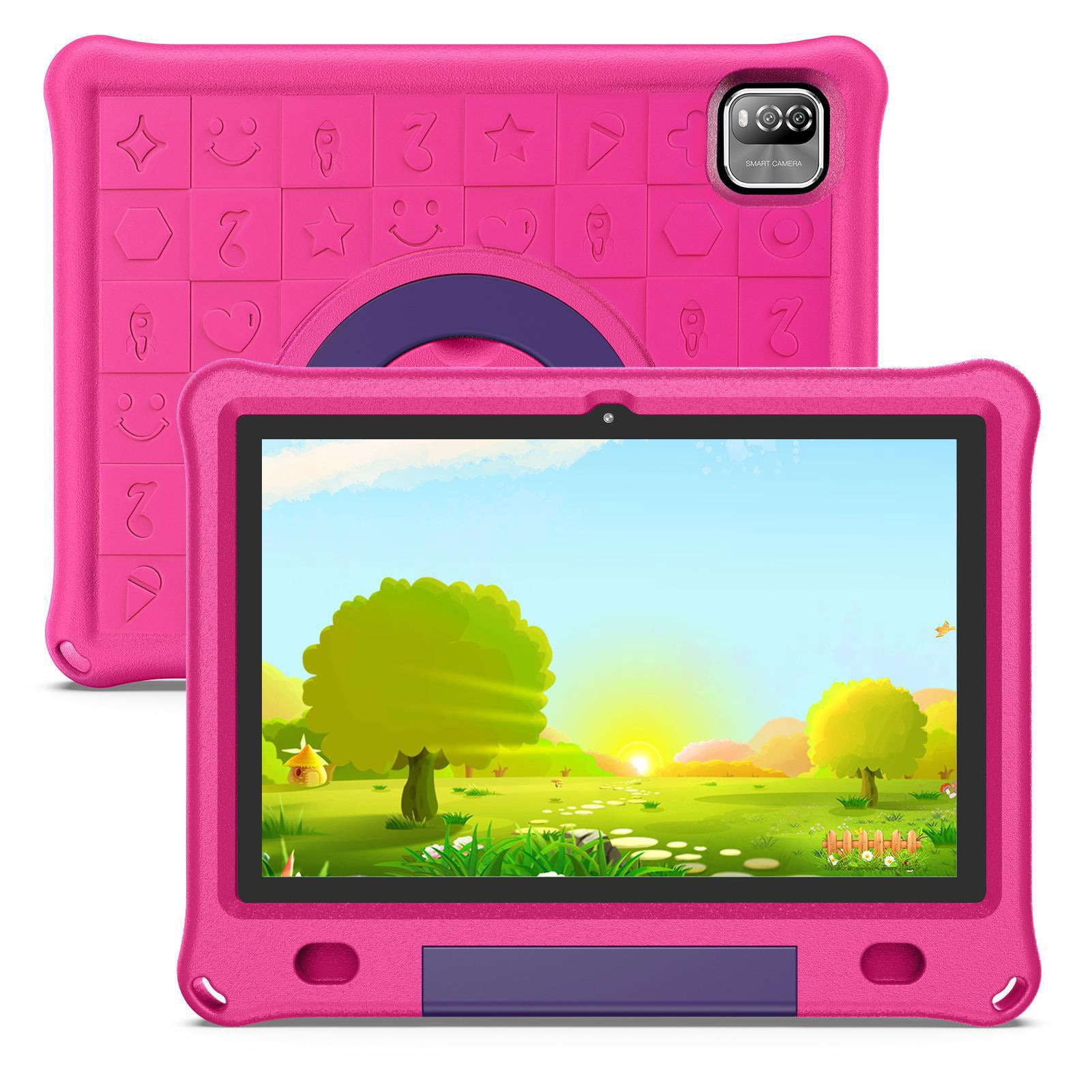T&C 10.1 Inch Kids Tablet PC, IPS Screen + Capacitive Multi Touch, Powered by New Android 12- 3GB Ram + 64GB Rom- Pink Case
