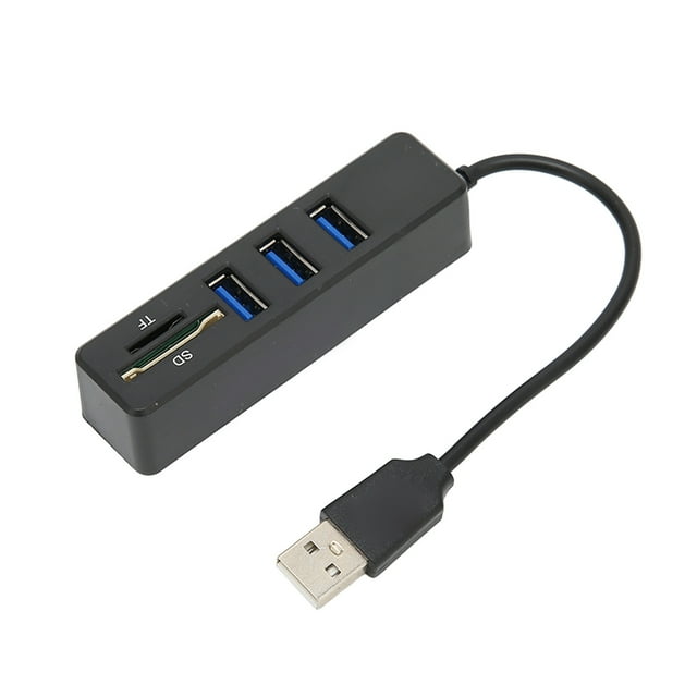 USB2.0 Hub, High Speed USB Hub 2.0 Plug And Play For Travel For Office For Home Black