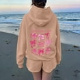 thumbnail image 2 of Multiple Bow Scripture Print Hoodie Women's Oversized Drawstring Pullover Sweatshirt for Fall Winter Casual Outfits, 2 of 9
