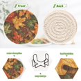 thumbnail image 4 of Yayeee 6 PCS Drink Coasters with Holder Set Woven Absorbent Round Tabletop Hot Pad, Colorful Autumn Leaves, 4 of 7