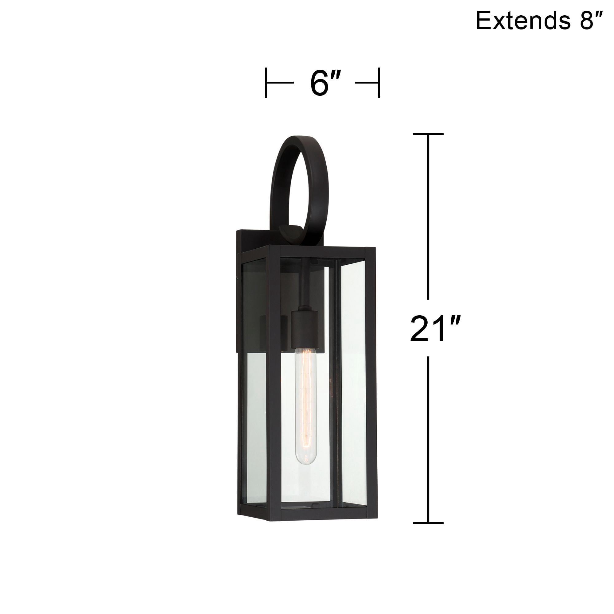 John Timberland Mira 21" High Farmhouse Rustic Lantern Outdoor Wall Light Fixture Mount Porch House Edison Bulb Black Finish