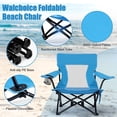 thumbnail image 5 of Walchoice Folding Beach Chair for Adults, Low Seat Camping Chair with High Back, Wide Seat Chair with Cup Holder & Carry Bag, Heavy Duty Portable Chair for Outdoor Picnic Travel - Blue, 5 of 10