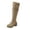 Khaki, variant on Heel Western Knee High Boots Tall Riding Footwear for Ladies With On Design And Solid Pattern