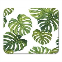 Tropical Pattern with Large Green Monstera Leaves on White Background Mousepad Mouse Pad Mouse Mat 9x10 inch