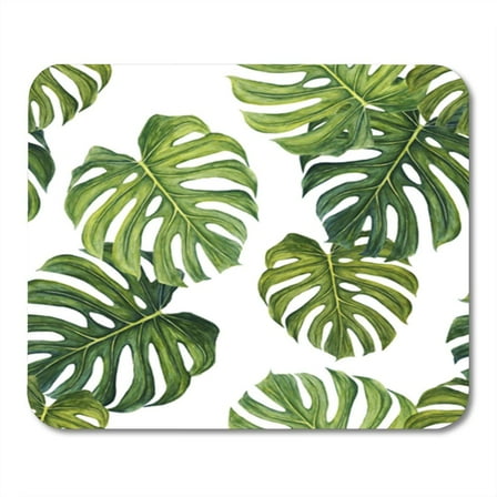 Tropical Pattern with Large Green Monstera Leaves on White Background Mousepad Mouse Pad Mouse Mat 9x10 inch