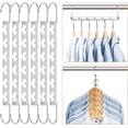 thumbnail image 1 of 6pcs Magical Space Saving Hangers, Stainless Steel Hangers for Clothes, Portable Closet Wardrobe Storage Organiser for Trouser Coat and Suits, 1 of 5