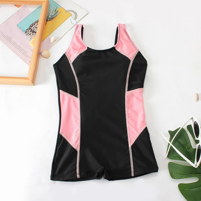 EGNMCR Bikini Sets for Kids One-Piece Bikini Set Girls Summer Fashion Cute Color Block Bikini Piece Swimsuit Girl Server