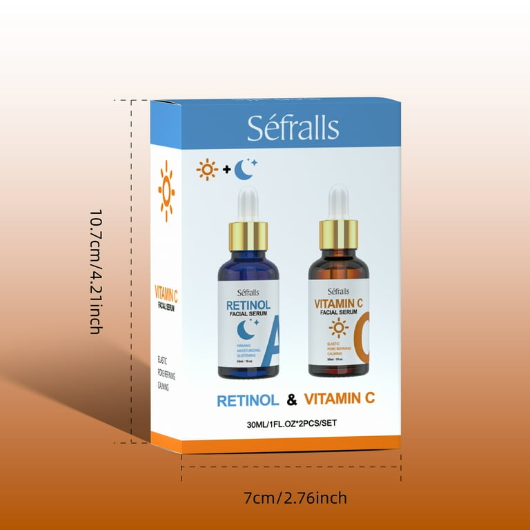 Sefralls Vitamin C & Retinol Facial Serum Set,Hydrating Skincare,2