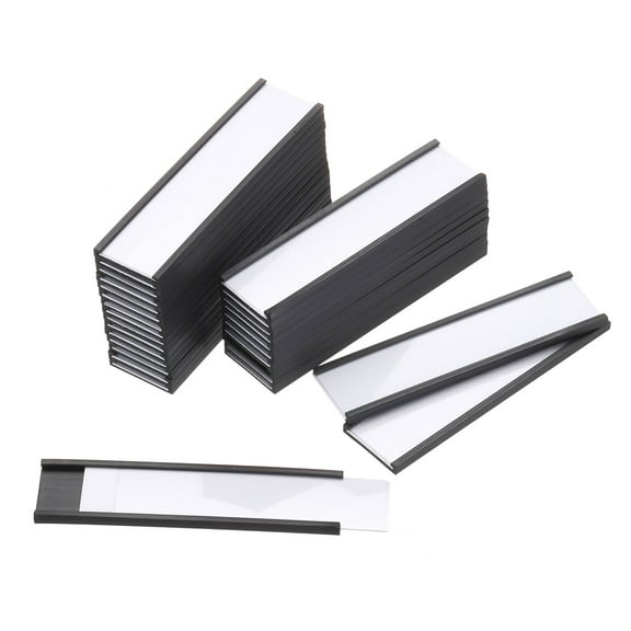 Label Holders 0.8" x 3" C Channel Rubber Magnetic for Metal Shelves Organize 50 Pack