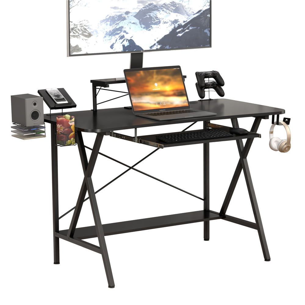 3 Extra Steel Pipes Stable Frame Smooth Surface with 3 Extra Steel Hoses for Home Office Folding Computer Desk
