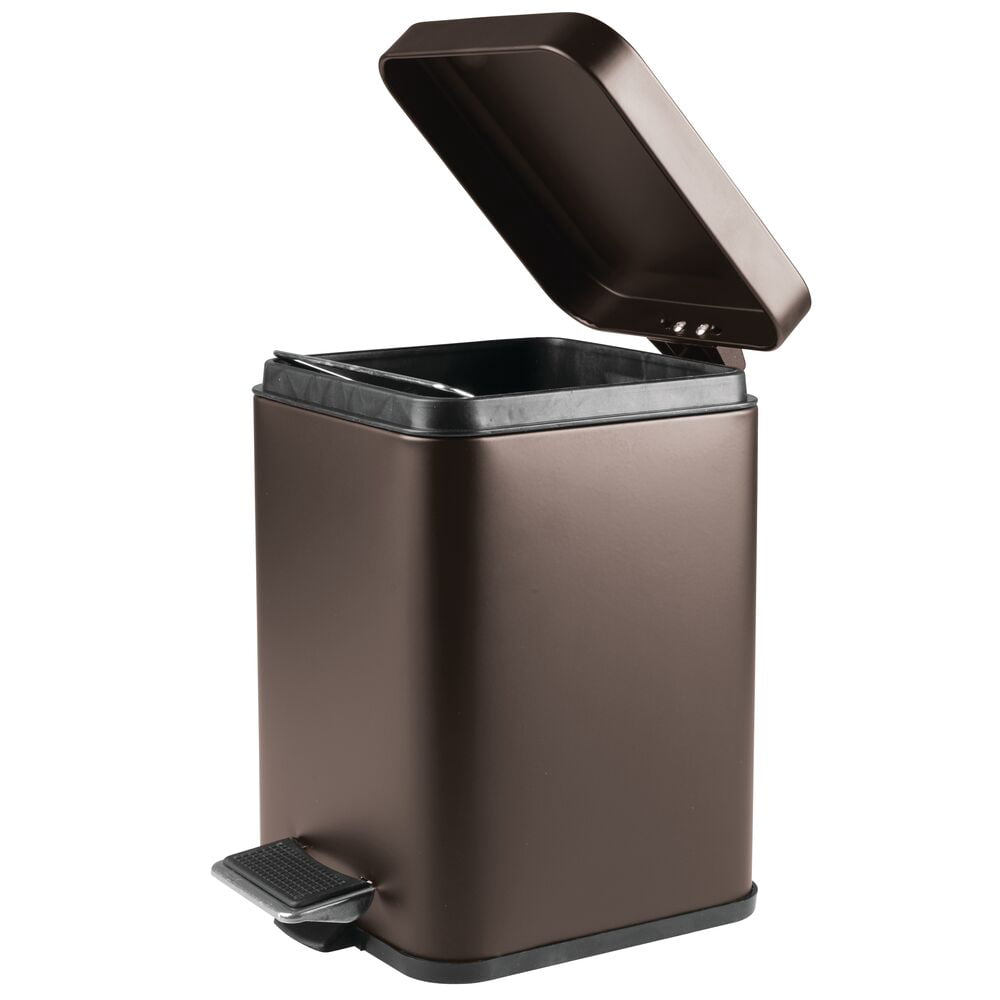 mDesign Small Square Step Trash Can Garbage Bin, Removable Liner, 6L ...