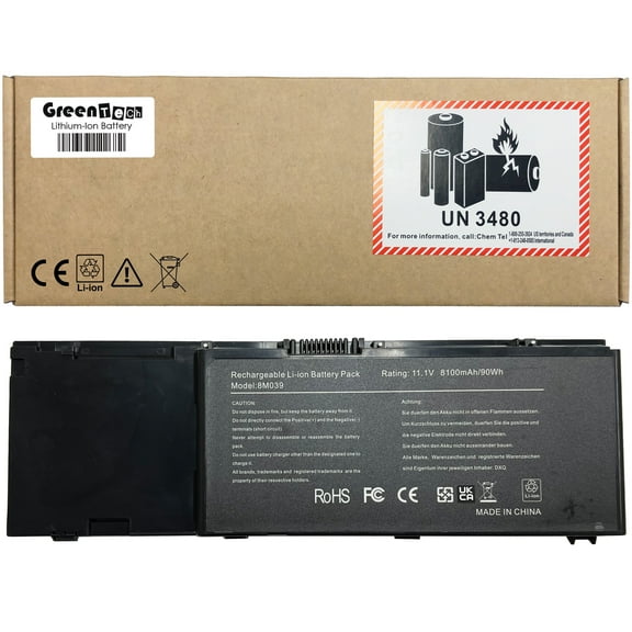 GREENTECH 8M039 REPLACEMENT BATTERY FOR DELL PRECISION M6500 M6400 11.1V 90WHR C565C 312-0873 KR854