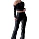 thumbnail image 2 of VISgogo Conjunto de chaleco para mujer, jersey de hombro ahuecado transparente de manga larga de color sólido + camisola con correa de espagueti VISgogo  moda, 2 of 9