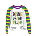thumbnail image 4 of Tweang Women Mardi Gras Shirts Carnival Shirt Mardi Gras Long Sleeve Shirt for Women Ribbed Tops for Women Purple Mardi Gras Shirts for Women Boat Neck Tops for Women White S, 4 of 4