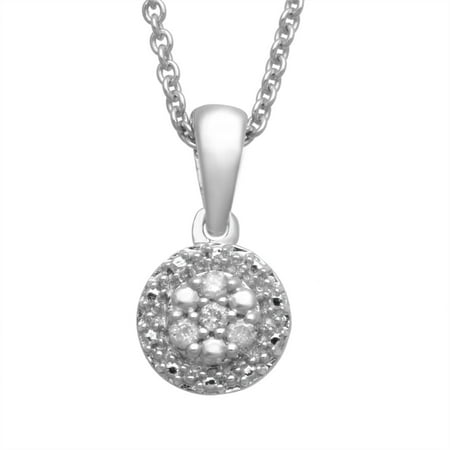 Treated White Diamond Accent Cluster Sterling Silver Fashion Pendant
