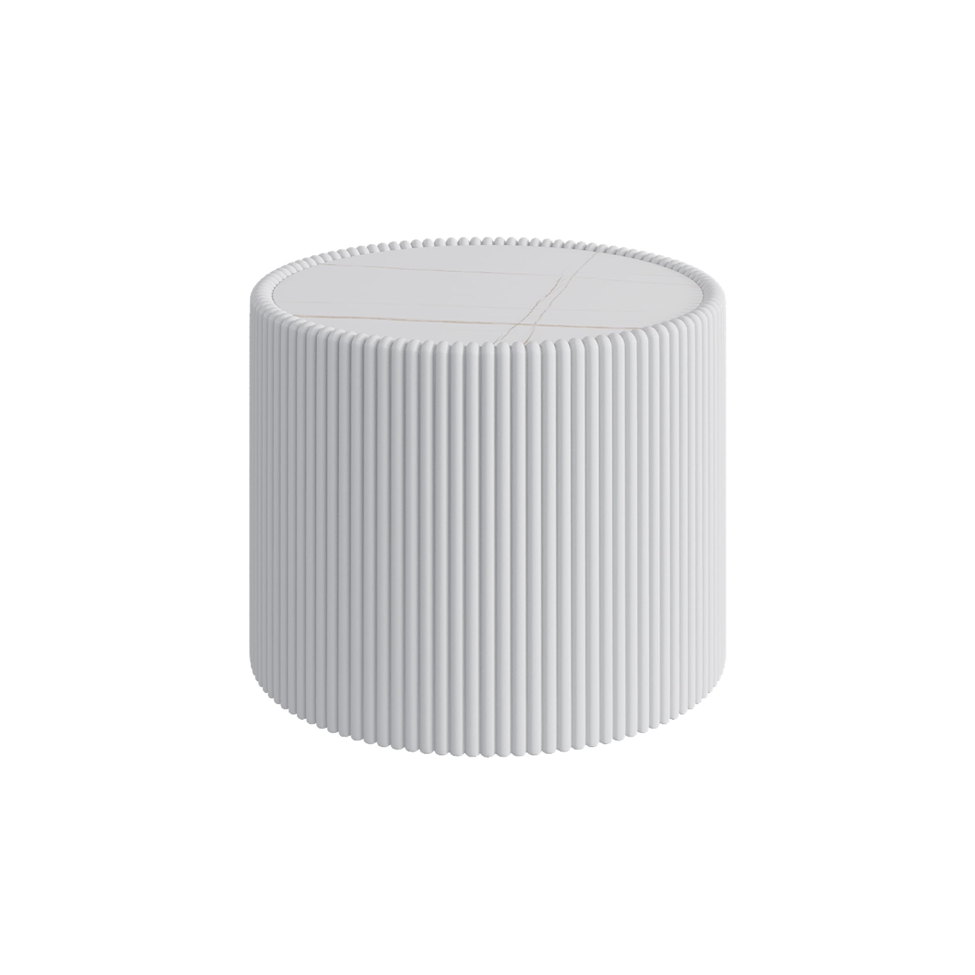 Leumius Round Coffee Table,Cylinder Shape Leather Coffee Modern Sofa Table for Living Room, Bedroom and Outdoor Home Decor White Small