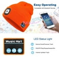 thumbnail image 5 of Bluetooth Beanie Hat with Light, Unisex USB Rechargeable 6 LED Headlamp Cap with Headphones, Built-in Stereo Speakers & Mic Winter Knitted Beanie Hat (Bright Orange), 5 of 9