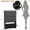 thumbnail image 3 of FANRAL Shoe Cabinet with 3 Flip Drawers,Fluted Shoe Storage Cabinet Rack Organizer with Adjustable Shelves for Entryway,Closet,Hallway,Black, 3 of 7