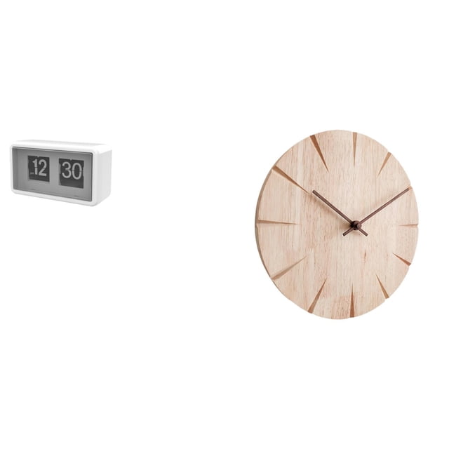 Reloj de escritorio con tapa automática y silencioso, reloj de pared redondo con , construcción de madera maciza, adecuado para dormito