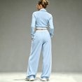 thumbnail image 5 of WULMLEO Athletic Tracksuit for Women Long Sleeve Quarter Zip Cropped Top And Wide Leg Pants With Pockets Sky Blue M, 5 of 7