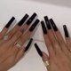 thumbnail image 1 of IMSOHOT Uñas postizas cuadradas largas y brillantes, color negro, uñas postizas de color sólido, pegamento de completa en uñas para mujeres y niñas, 1 of 5