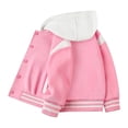 thumbnail image 3 of Coerni Boys Fleece Hooded Varsity Jacket Kids Color Block Button Down Baseball Coat Fall Winter Warm Handsome Streetwear Outerwear with Pockets, 3 of 5