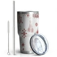 thumbnail image 2 of 30oz White Christmas Tree Pattern Tumblers Stainless Steel Tumbler with Lid and Straw,Vacuum Insulated Double Wall Travel Tumbler Cups Mug with Cleaning Brush for Coffee,Tea, 2 of 7