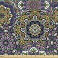 thumbnail image 2 of Ambesonne Flower Fabric by the Yard Upholstery, Ceremonial Circle of Art, 3 Yards, Dark Purple Indigo and Black, 2 of 5