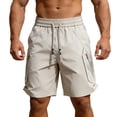 thumbnail image 2 of Cargo Shorts for Men Summer Casual Elastic Waist Loose Fit Breathable Knee Length Work Shorts with Pockets, 2 of 6