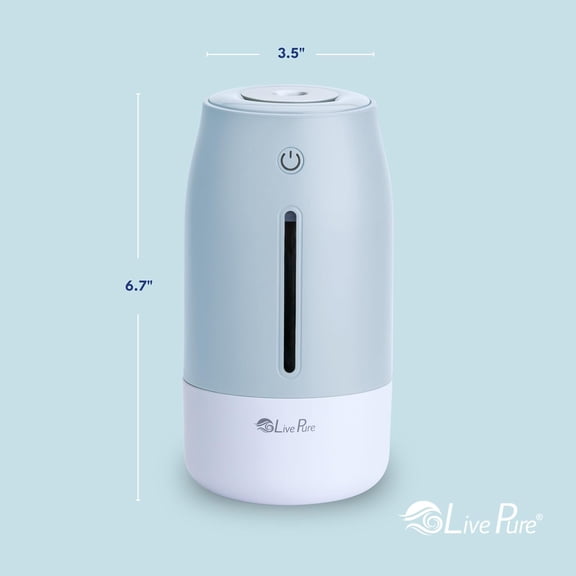 Cool Mist Humidifiers for Bedroom. Small Humidifier for Babies, Nursery, Plants, Office. Ultrasonic Cool Mist Humidifier w/Quiet Operation, USB-C Rechargeable. Blue Mist