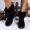 Black-a, variant on Aueoeo Womens Winter Boots Furs Snow Boots Ankle Booties Fuzzy Warm Low Heel Suede Short Boots With Side Zipper Black