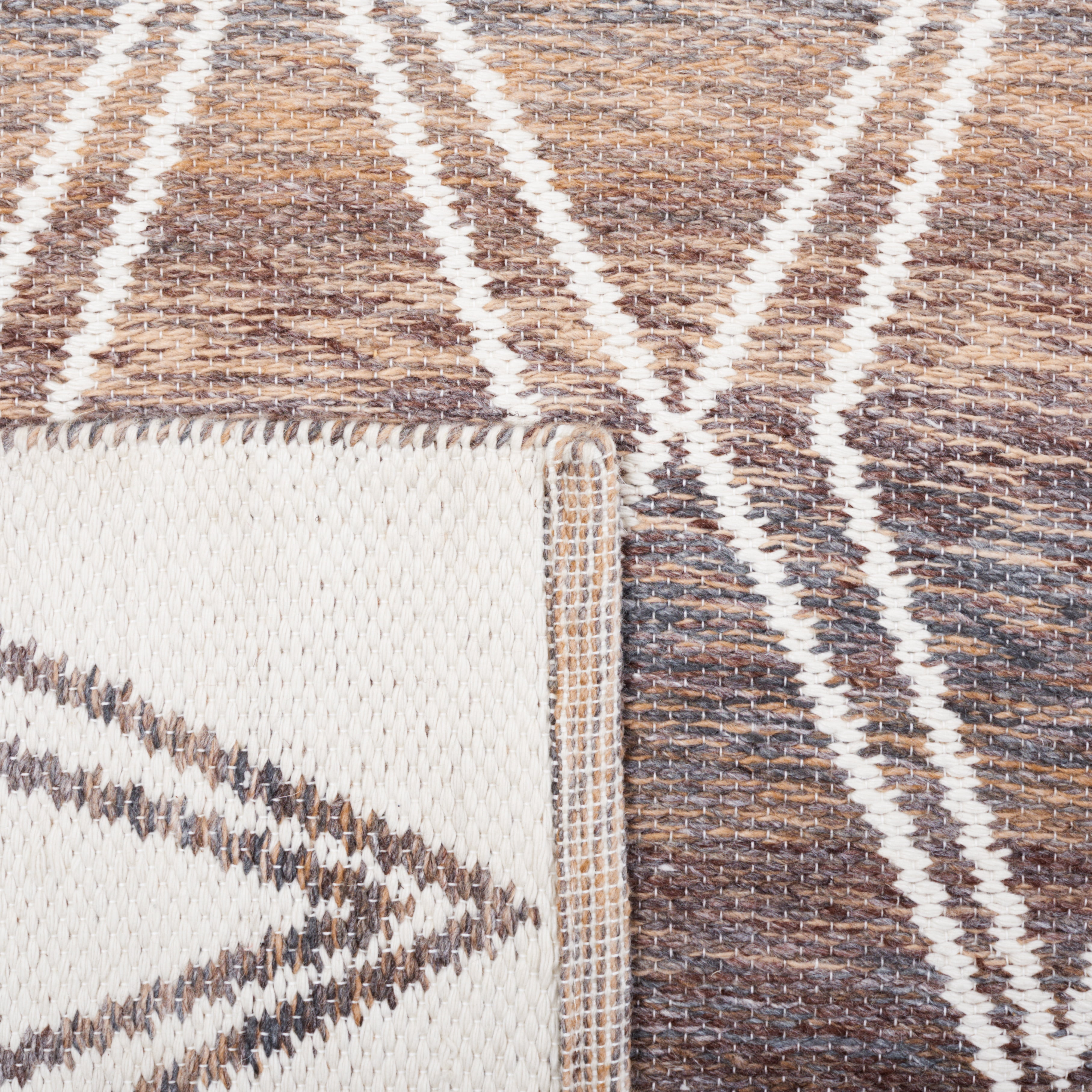 SAFAVIEH Kilim Vincent Diamond Polyester Area Rug, Brown/Grey, 5' x 8'