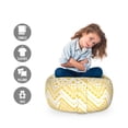 thumbnail image 2 of Yellow Chevron Storage Toy Bag Chair, Hand Drawn Aztec Pattern Primitive Clan Motif with Dashed Lines Artwork, Stuffed Animal Organizer Washable Bag, Small Size, Mustard White, by Ambesonne, 2 of 3