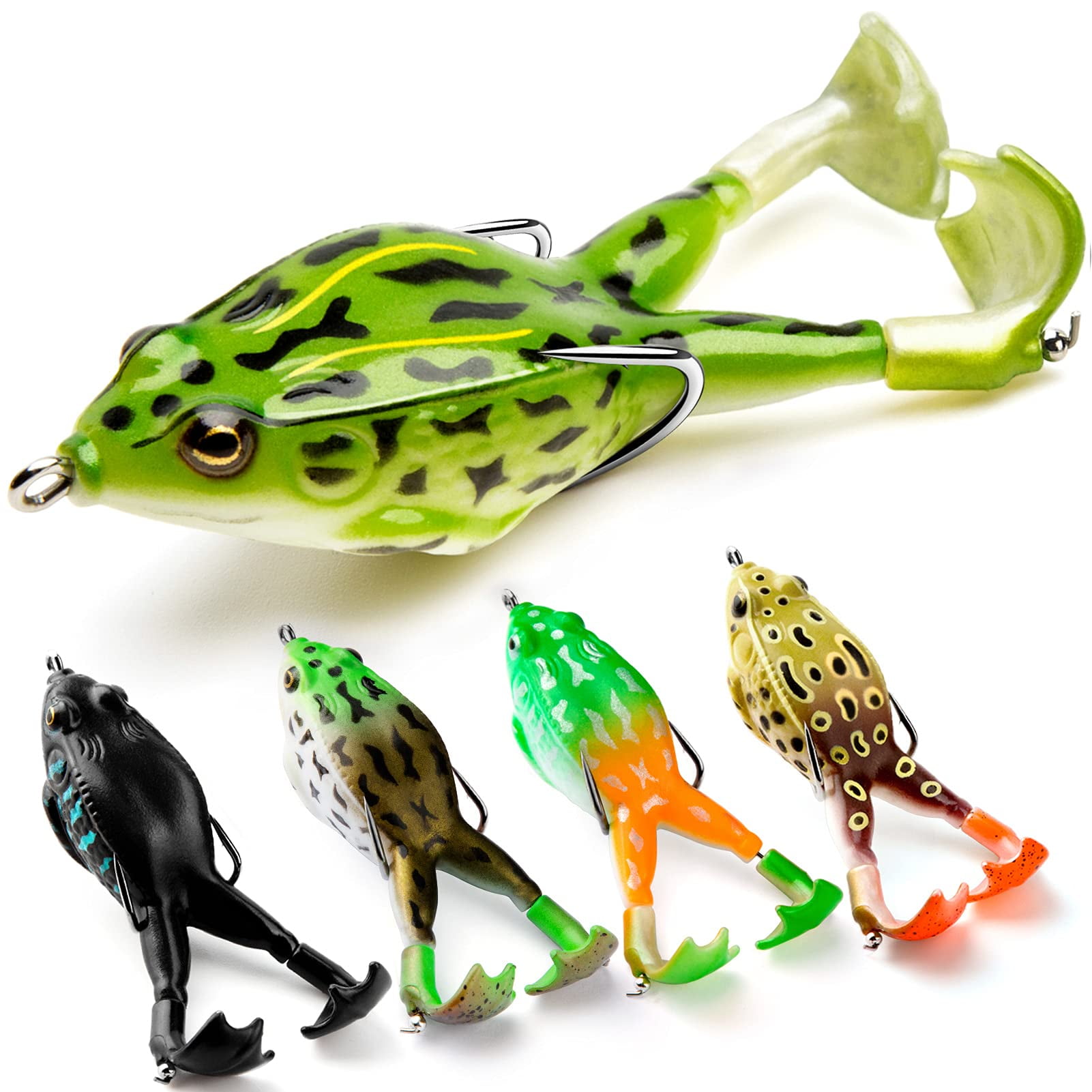 Topwater Frog Lure Bass Trout Fishing Lures Kit Set Realistic Prop Frog