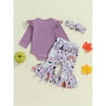 thumbnail image 4 of Newborn Baby Girls Halloween Clothes Letter Long Sleeve Bodysuit Pumpkin/Ghost Flared Pants Set Headband 3Pcs Outfits, 4 of 8