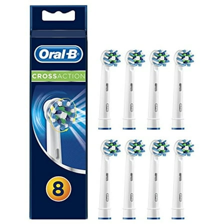Original Braun Oral-B Cross Action Replacement Toothbrush Heads, 8 Count, White