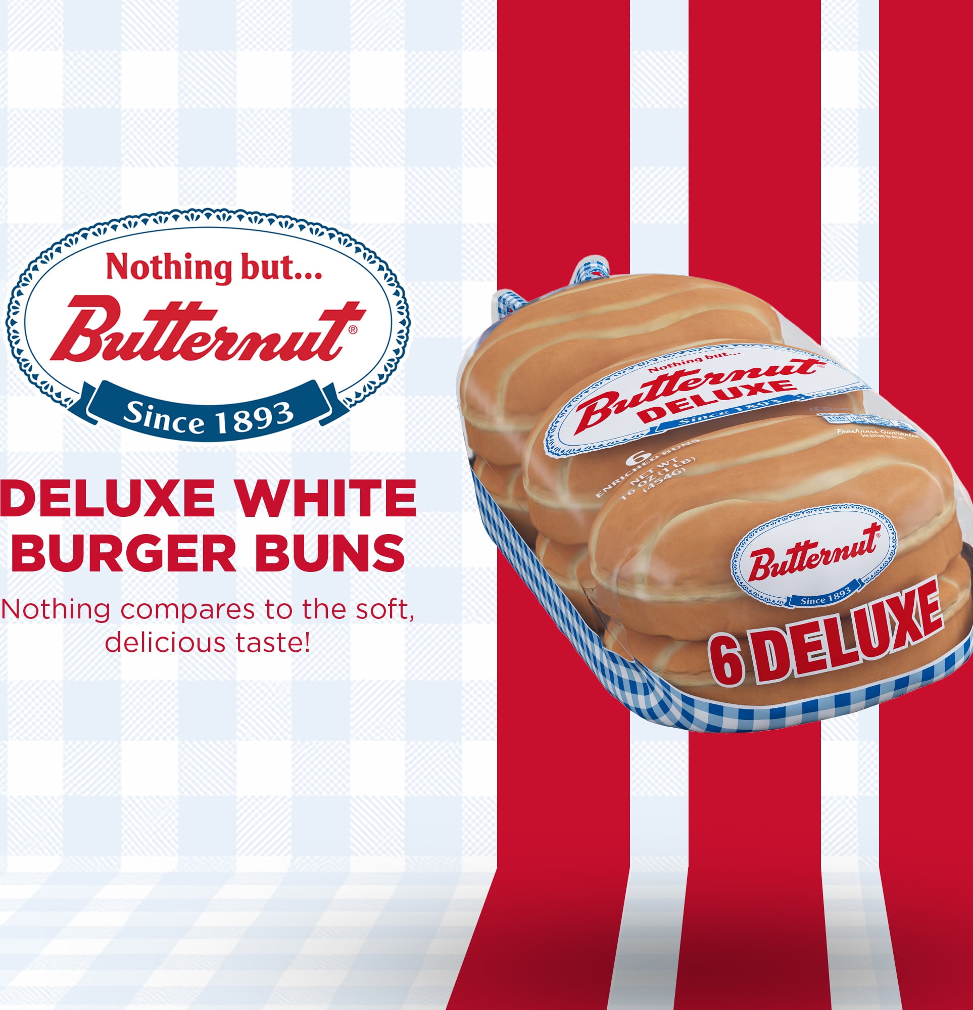 Butternut White Deluxe Buns, 16 oz, 6 Count