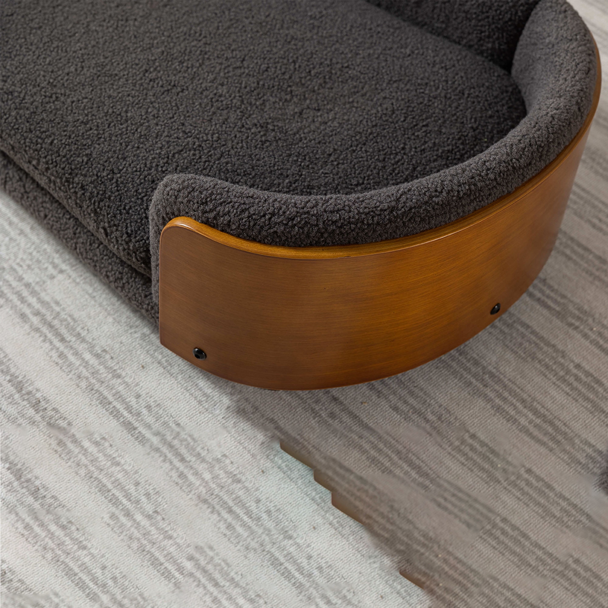 Pefilos 30" Elevated Pet Dog Bed with Solid Wood Legs and Walnut Bent Wood Back, Cashmere Cushion, Pet Sofa for Indoors Dogs, Gray Pefilos 30" Elevated Pet Dog Bed with Solid Wood Legs and Walnut Bent Wood Back, Cashmere Cushion, Pet Sofa for Indoors Dogs, Gray